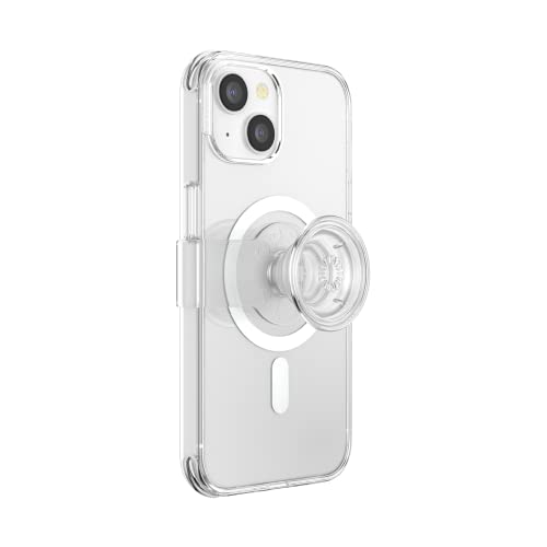 Image of POPSOCKETS iPhone 14 Case with Phone Grip and Slide Compatible with MagSafe, Phone Case for iPhone 14, Wireless Charging Compatible - Clear