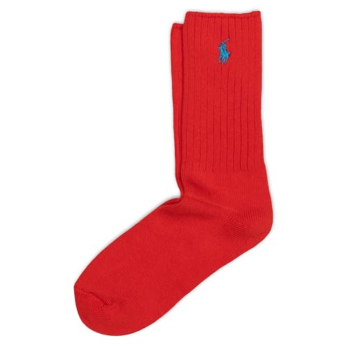 POLO RALPH LAUREN womens Casual Solid Color Crew Socks - 1 Pair - Combed Cotton Comfort
