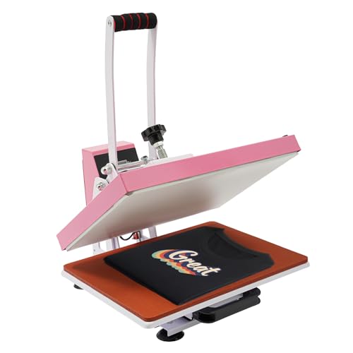 Heat Press 12x15 inch, 1000W Electric Hot Press Machine, Slide Out Heat Transfer Machine with Intelligent Operation Panel, Adjustable Temperature and Time, for T-Shirt/Hat/Mug/Plate (Pink)