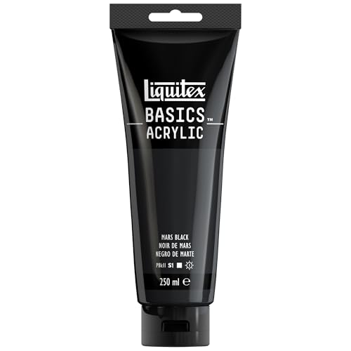 Liquitex 88700222 Basics - Peinture acrylique, peinture artistique monopigmentée, résistante à la lumière, qualité archive, finition satinée, tube de 250 ml - Noir De Mars