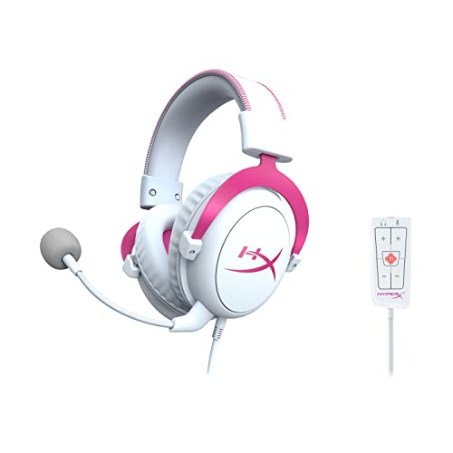 Image of HyperX Cloud Ii-Gaming Headset for Pc,Ps5|Ps4. Includes 7.1 Virtual Surround Sound&USB Audio Control Box-Pink (4P5E0Aa),Over Ear,Wired