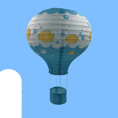 10/12/14/16inch Rainbow Hot Air Balloon Paper Lantern Lampshade Ceiling Christmas Wedding Party Bar Hanging DIY Decoration-Ocean,14inch 35cm