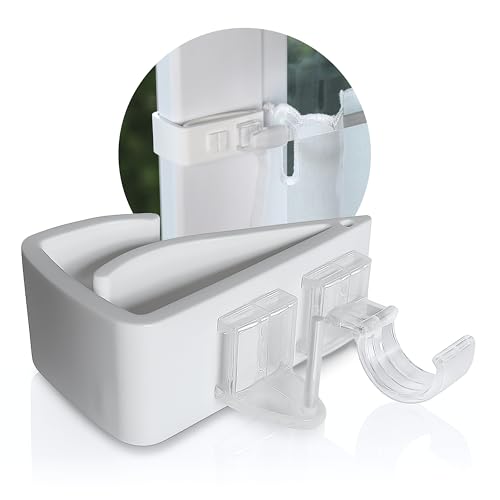 Rollina Gardinenstangenhalter zum Klemmen 2er Set weiß | Ideal für Scheibengardinenstange und Vitragestange | Für Vorhangstangen ohne Bohren | Fensterhaken zum Einhängen | Hergestellt in Dänemark