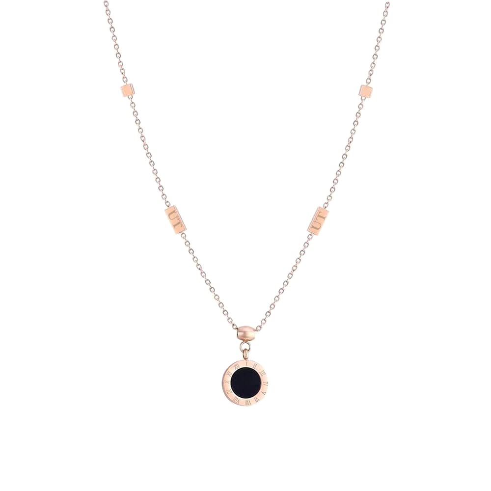 university trendz Rosegold Plated Roman Clock Design Pendant for Women and Girls-picture-10
