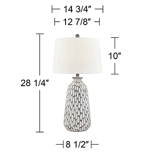 360 Lighting Carlton Modern Coastal Table Lamps 28 1/4" Tall Set of 2 Gray Wash Off White Fabric Tapered Drum Shade for Living Room Bedroom House Bedside Nightstand Home Office Family - Image 4
