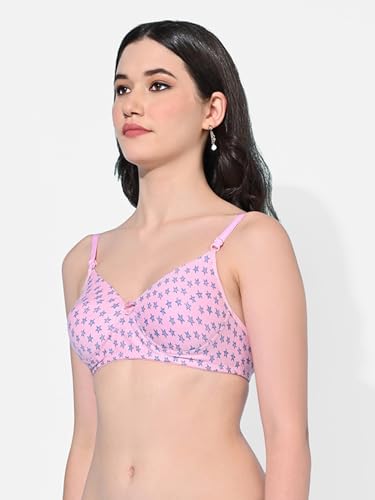 Image of FIMS - Fashion is my style Women Cotton Blend Padded Non-Wired Everyday Bra Pack of 1 Cup- B Multicolor