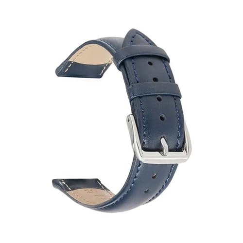 LUGEMA 本革腕時計ストラップバンド 10mm/12mm/14mm/16mm/18mm/20mm 22mm/24mm ソフト薄型腕時計バンド メンズ レディース ベルト アクセサリー(Blue,22mm)