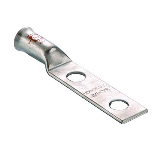 Image of Morris 94734 Long Barrel Flex Cable Compression Lug, Copper, 2 Holes, 4 /0 Wire Range, 1 /2 Stud, 1-3 /4-inch Hole Spacing