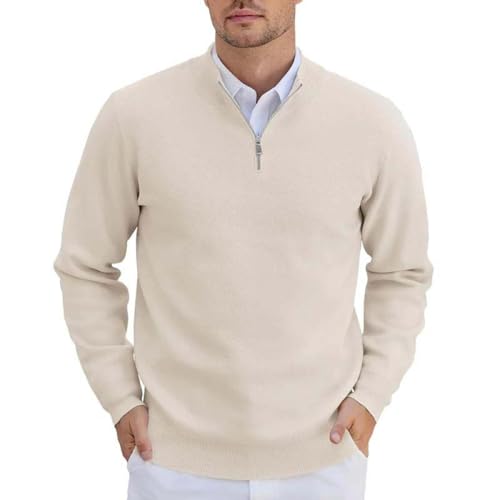 Adhdyuud Men's Quarter Zip Knit Sweater Casual Stand Collar Pullover Winter Long Sleeve Lightweight Jumper3