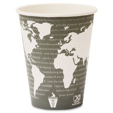 Hot Cup, 12oz., 50/PK, World Art/Green, Sold as 1 Carton