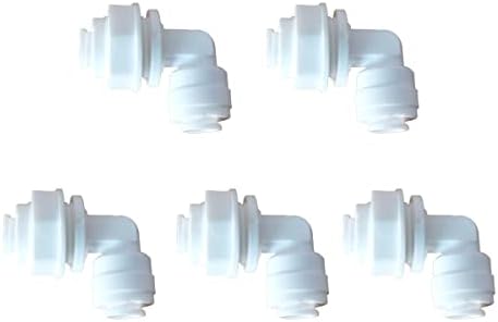 MALIDA ST-053A 1/4"OD PE Tubing Elbow Bulkhead Connector,Push to Connect Fittings,Quick Connector,Widely Used in Water Purification, RO Systems Food/Beverage System,5pcs.
