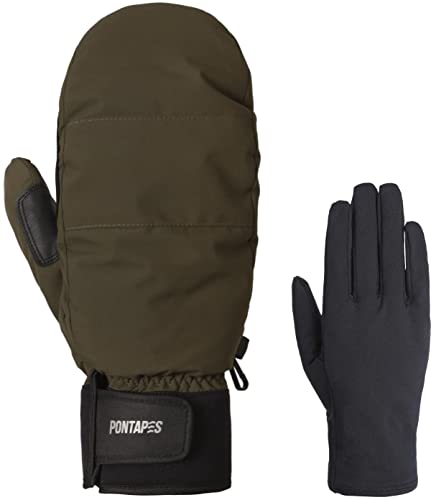 PONTAPES(ポンタペス) スノーボード グローブ ミトン メンズ レディース インナーグローブ付き 日本企画品 全18色 4サイズ PG-051M ダークアーミー XLサイズ 手袋 スノーグローブ スノボ スキー ミトングローブ