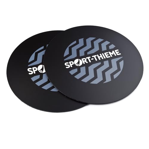 Sport-Thieme Flow Slide Pads | 2X doppelseitige Fitness Gleitscheiben, Core-Sliders, Gliding-Discs für alle Böden | Aus Nylon u. Polyethylen | Ø 25 cm | Schwarz | Markenqualität