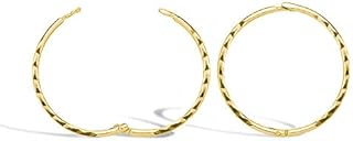 Jewelco London Solid 9ct Yellow Gold Diamond Cut Hinged Sleeper 1mm Hoop Earrings 16mm
