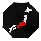 asbwuo Paraguas plegable portátil con mapa de la bandera de Japón, compacto, resistente al viento y de tres pliegues.
