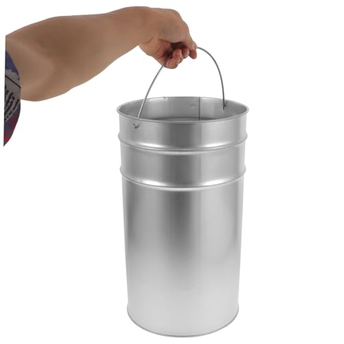 Caneca de basura metálica galvanizada portátil para cocina y exteriores miniatura 6
