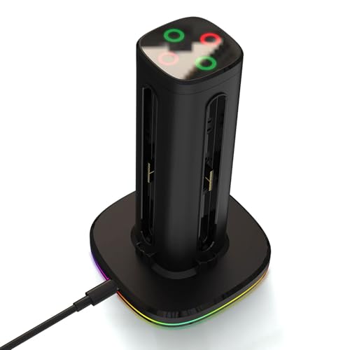 Lazmin112 Docking Dock dla Kontrolerów 2, 4 na 1 Stacja Szybkiej ładowarki, ładowanie Magnetyczne, Wskaźniki LED, Efekty Oświetlenia RGB, Ochrona Przeładowania