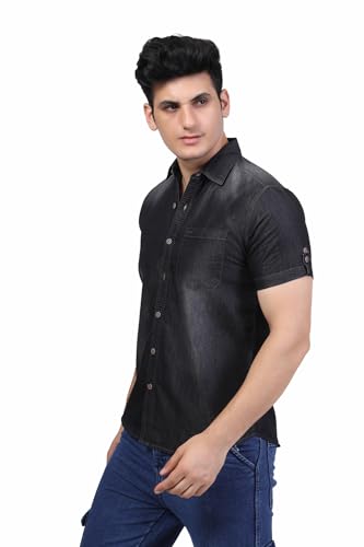 Image of Men's Denim Casual Shirts for Men | Half Sleeve Shirt | Regular Fit