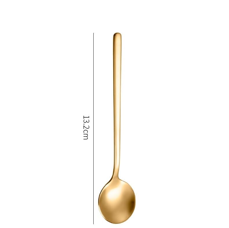 Ce Coffret de Couverts Comprend 6/24/36/48 pièces en Acier Inoxydable 304, Dont Une Petite cuillère Ronde à Long Manche, idéale pour remuer Le café ou Les Desserts. Couleur : Or.
