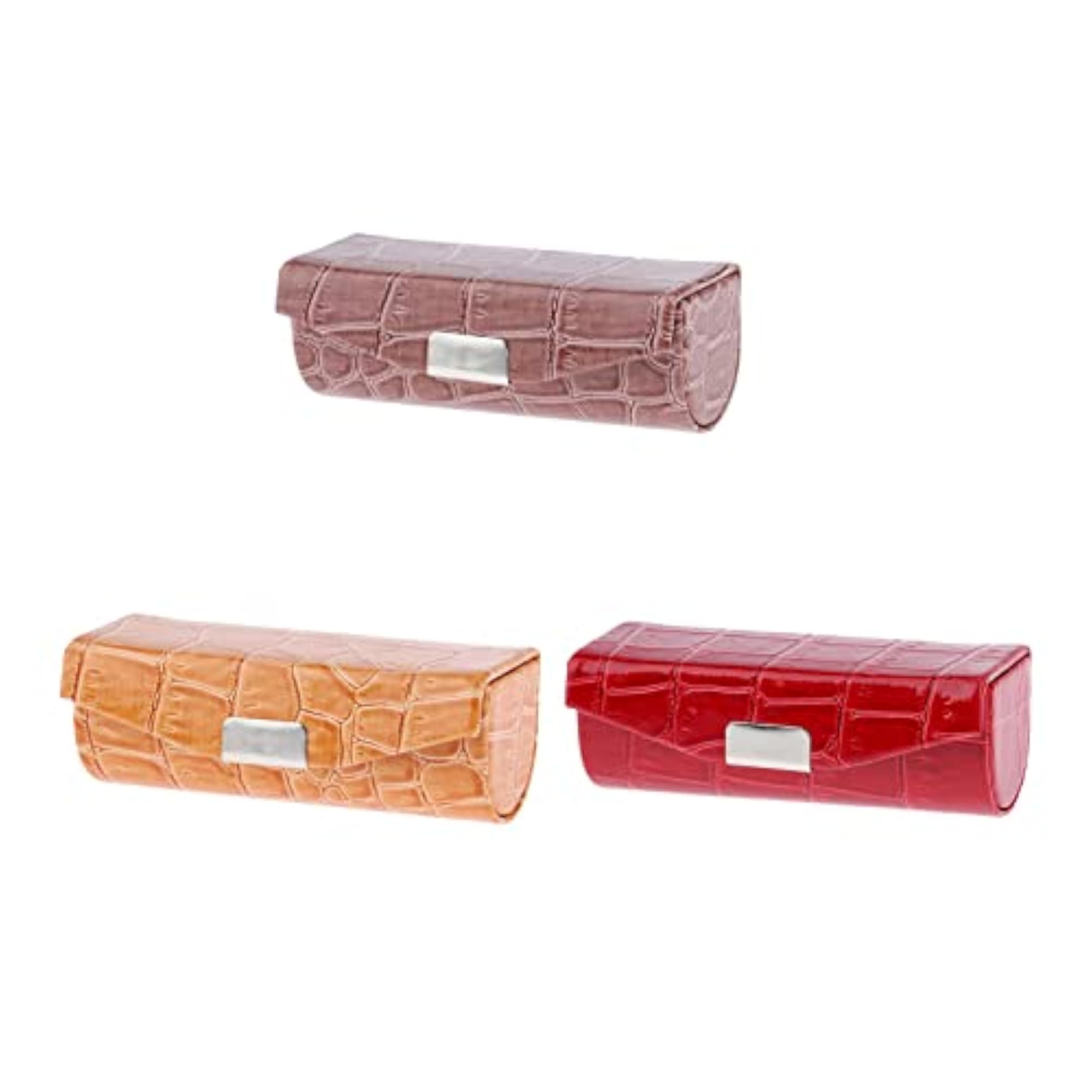 3x Lipstick Case in Orange, Red, and Brown