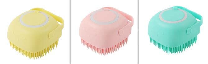 Silicone Pet Shower Massage Brush Cat Dog Bath Shampoo Brush (Pink)