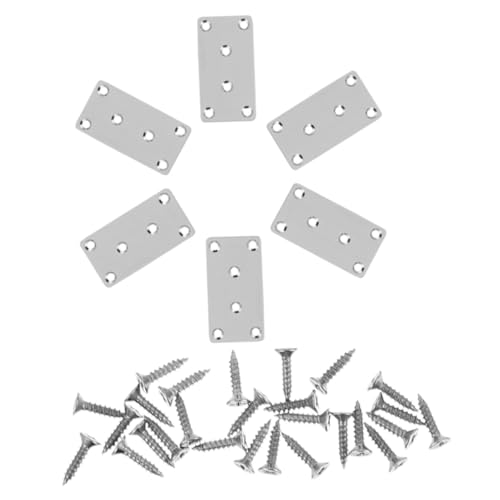 PRETYZOOM 6pcs Stainless Steel Connection Plate Flat Railing Fixing Straight Post Support Steel Small Mending Heavy Duty Silver