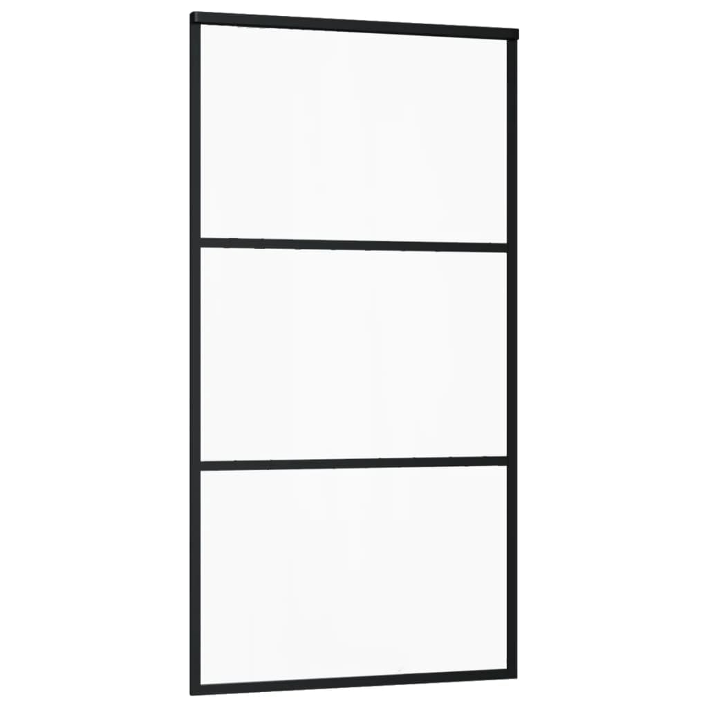 Materiały budowlane, drzwi przesuwne, ESG, szkło i aluminium, 102 x 205 cm, czarne