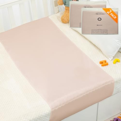 Image of PROMEED 2 Pack 100% Mulberry Silk Crib Sleeve for Baby Hair Loss Prevention, Premium 23 Momme Natural Silk Bassinet Slip for Bassinets /Cradles /Cots /Cribs (Champagne)