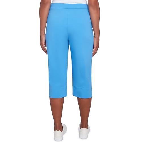 Alfred Dunner Women's Flat Front Allure Classic Clamdigger Pant Size Aqua2