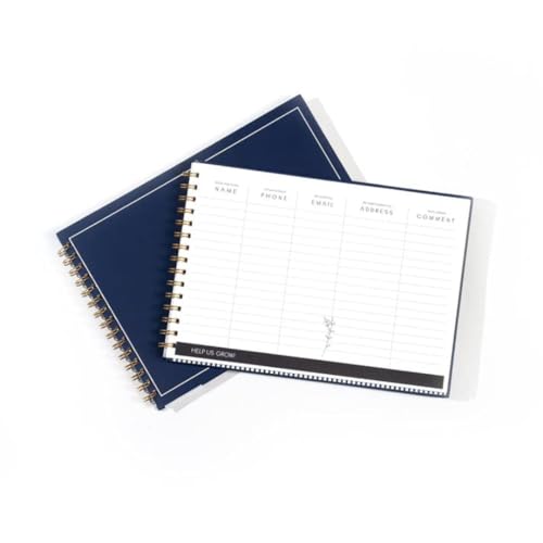 Image of Visitor Book - 8 x 12 Inches | Wiro Bound Guest Register for Hotels, Offices, Exhibitions, Boutiques & Business Use | Medium Size Visitor Log Book for Reception & Front Desk
