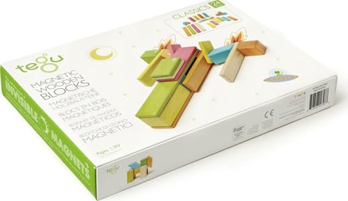 24 Piece Tegu Magnetic Wooden Block Set Tints 1-99 years old