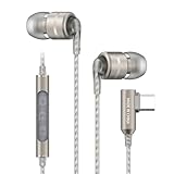 SoundMAGIC E80D Digital USB C Headphones - Type C Wired Earbuds with Microphone HiFi Stereo Earphones Powerful Bass Noise Isolating Compatible with Android Device, Gunmetal