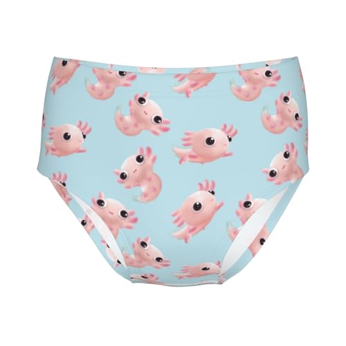 Cute Swimming Pink Axolotl Girls' Underwear Soft Cotton Little Girls Panties Comfort Briefs