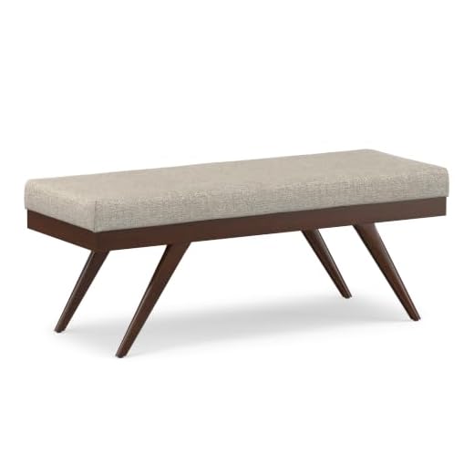 SIMPLIHOME Chanelle 48 inch Wide Rectangle Ottoman Bench Platinum Footrest Stool-, Faux Leather for Living Room, Bedroom, Mid Century