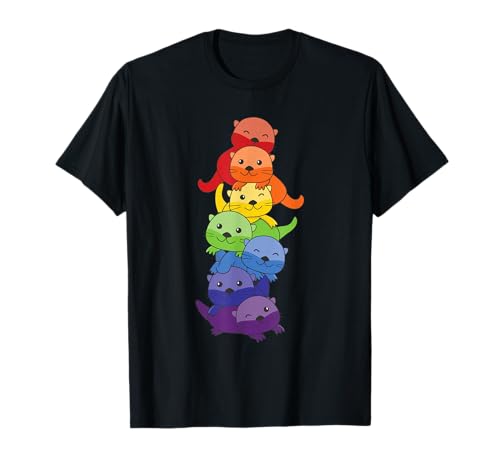 Regenbogen Flagge Pride Monat LGBTQ Regenbogen Otter T-Shirt