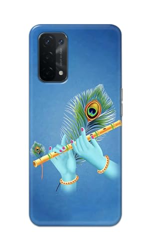 Image of PRINTFIDAA Plastic Printed Hard Back Cover Case For Oppo A54 5G | Oppo A74 5G | Oppo A93 5G | Oppo A93S 5G Back Cover (Flute In Krishna Hands) -112, Multicolor