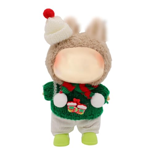 VYIBPDY Juego de 5 piezas Adorable Conjunto de Ropa de Peluche, Jersey Verde, Adecuado para Decoraciones Navideñas y Colecciones, Solo para Muñecas de 17 cm,Muñecas no Incluidas (B)