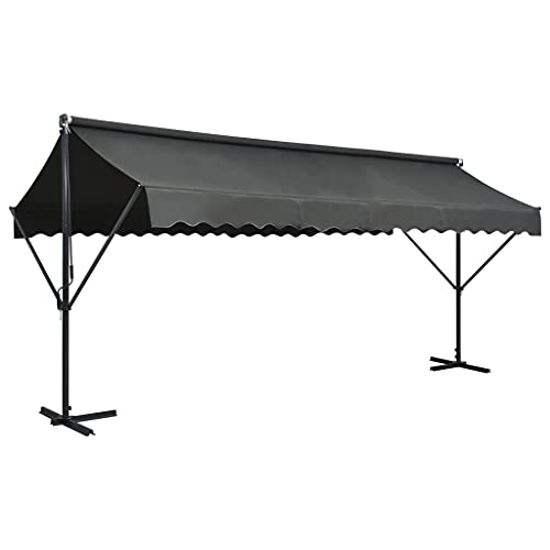 Capwee Store Banne Autoportant Double Pente à Manivelle Auvent autoportant pour Balcons Terrasse et Jardin-Anthracite-5 x 3 m