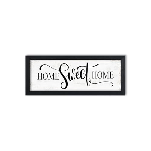 Home Sweet Home Sign Wall Decor: Rustic Art for Bedroom Wall Decor Above Bed Modern Farmhouse Country Wall Signs Master Bedroom Signs Framed Family Plaques Home Decorative 6 x 14.5
