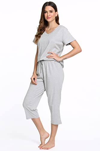 Latuza Women's Cotton Pajamas Set Tops and Capri Pants Sleepwear3