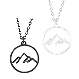 ROMISBABA Collar Geométrico para Mujer 2 Piezas Colgante Hueco de Montaña Cadena Creativa de Cuello en Blanco K y Negro Mate Joyería de Moda para Decoración y Uso Diario