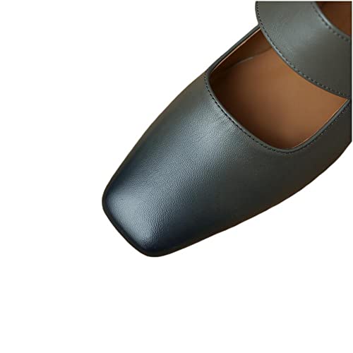 TinaCus Women's Genuine Leather Handmade Square Toe Flat Heel Mary Jane Dress Shoes2
