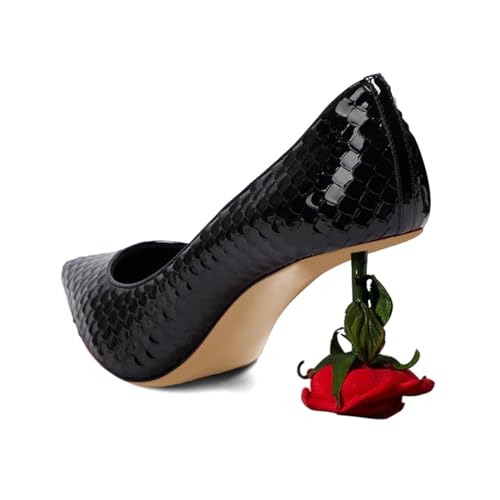 XYD Women's Romantic Rose Heel (100mm) Closed Pointed Toe Slip On Pumps Bridal Sexy Lady Formal Event Evening Dress Shoes3