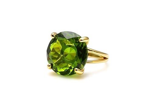 Cadeau anniversaire bague péridot août or 14k pour elle