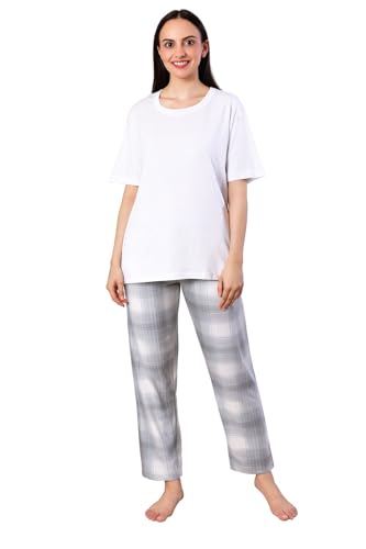 Image of KSHS Printed Round Neck Short Sleeve Nightsuit Set | Pajama Set | Casual Night Dress for Women