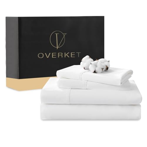 Image of 100% Egyptian Cotton Sheets Cal King Sheet Set 4PCS 1000 Thread Count Sateen Weave Soft Breathable 16-Inch Deep Pocket(California King,White)