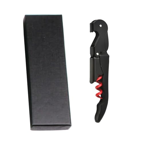 AAABOX Sacacorchos Profesional Sommelier de Doble Palanca，3 en 1 Abridor de Vino con Espiral de Acero Inoxidable,Wine Opener con Caja de Regalo(Rojo y Negro)