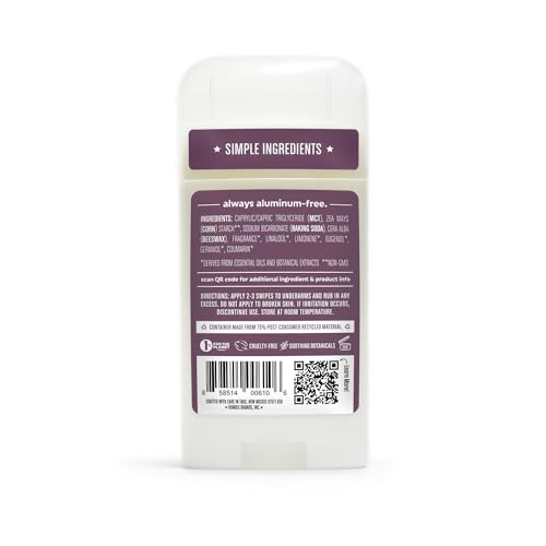 HUMBLE BRANDS Original Formula Aluminum-free Deodorant. Long Lasting Odor Control with Baking Soda and Essential Oils, Lavender and Holy Basil, Pack of 1