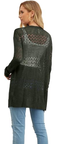 Image of GRECERELLE Lightweight Cardigan Sweaters for Women Crochet Knit Open Front Long Sleeve Loose Casual Boho Summer Beach Coverup