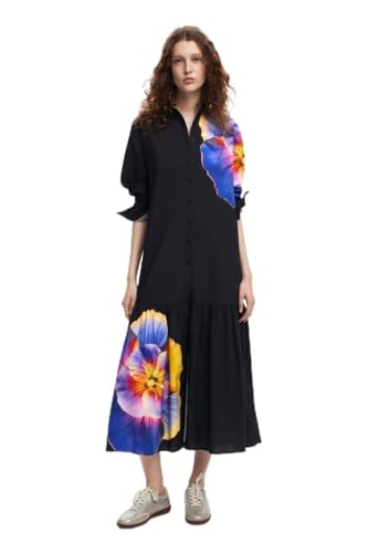 Desigual Damen Langarmkleid - Woman Woven Long Sleeve Dress